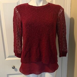 Lucky Brand Women's Red Linen-blend Knit Top, Size S